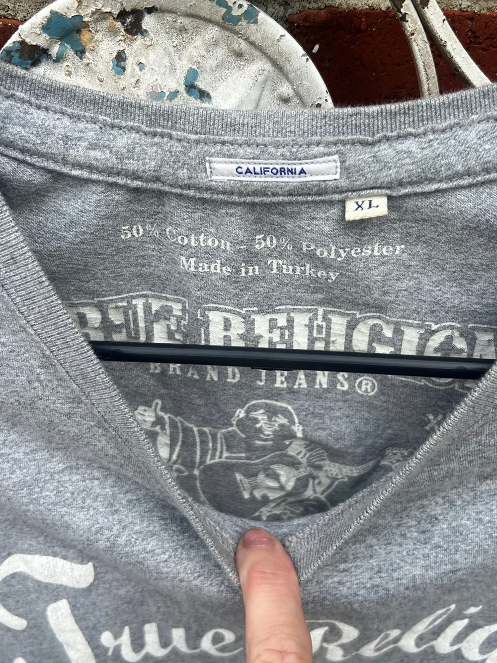 True Religion XL California Graphic Tee Gray Y2K Streetwear